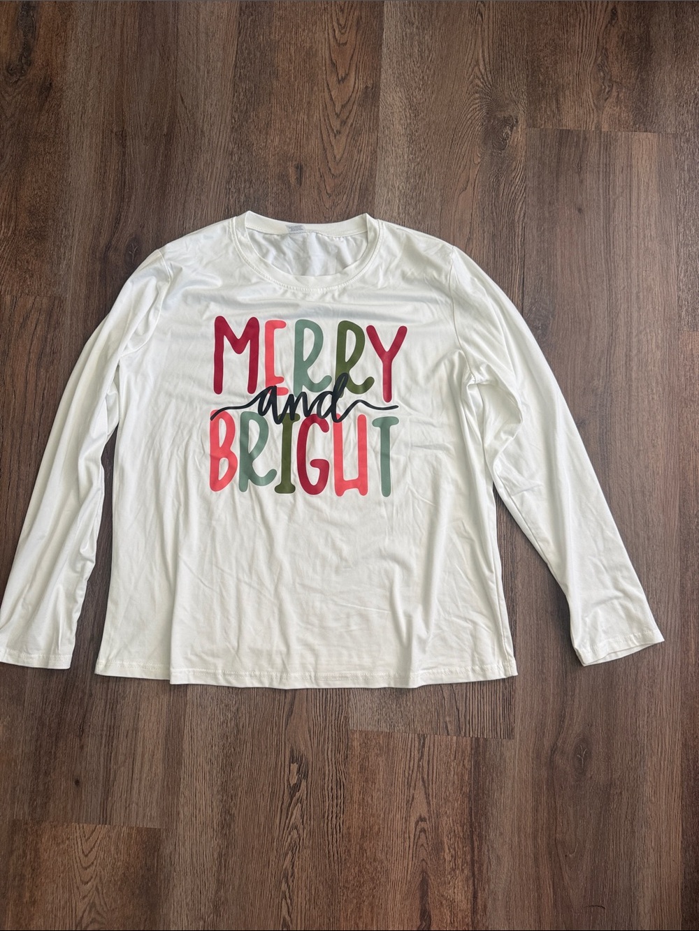 Merry and Bright White Holiday Long Sleeve Tee